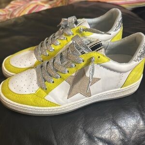 ShuShop Luxury  Yellow and White Sneakers